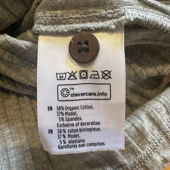 tentree Light Gray Ribbed Button-Front Tank Top - Picture 3 of 3